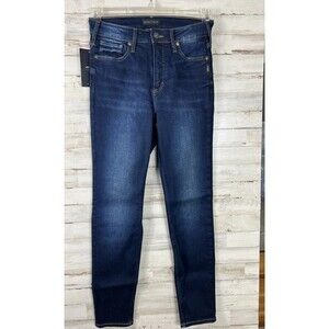 Silver Jeans Women's High-rise Skinny Leg Dark Blue Waist Sz 24 Inseam 27 Inch.
